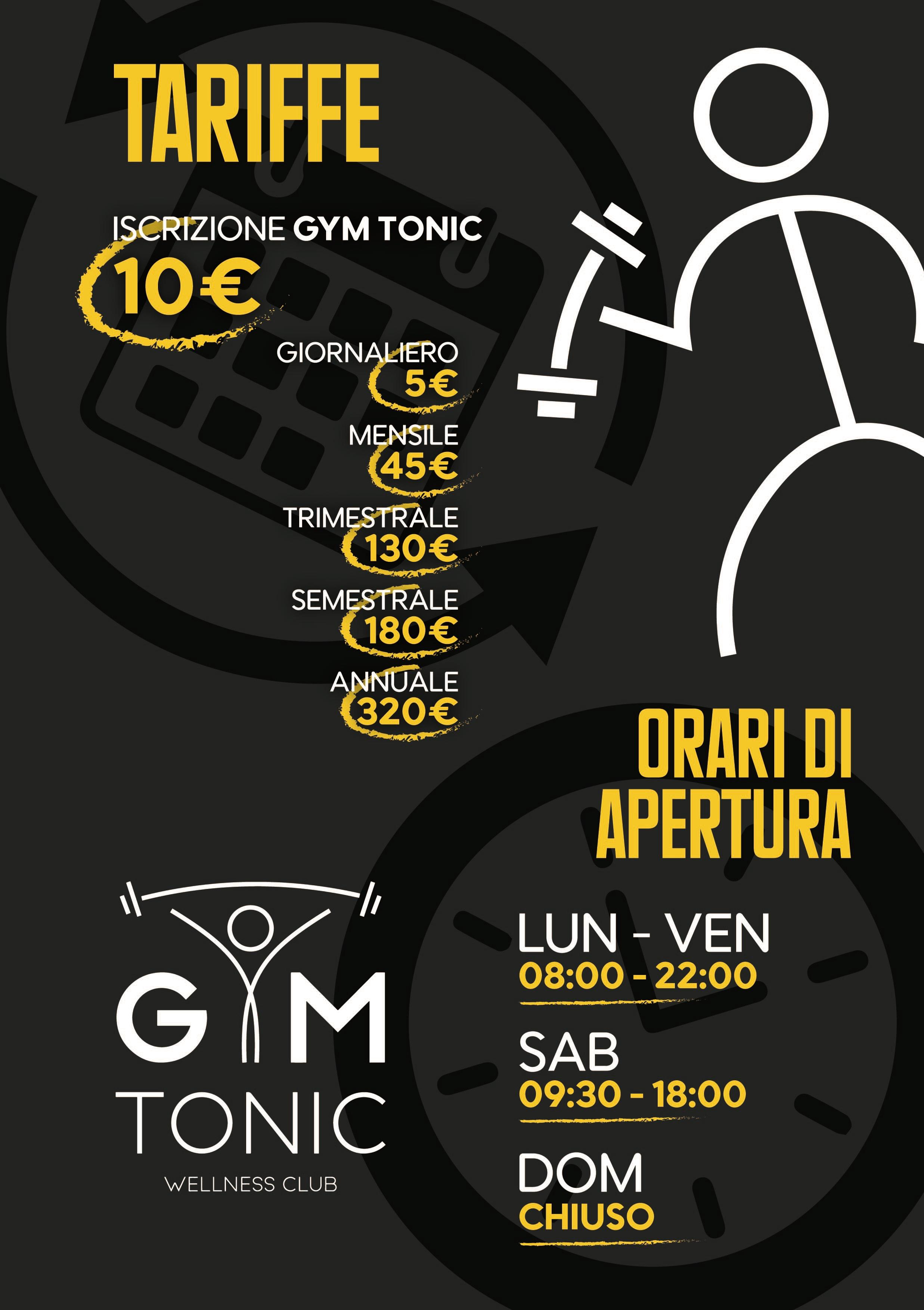 Tariffe e pacchetti Gym Tonic
